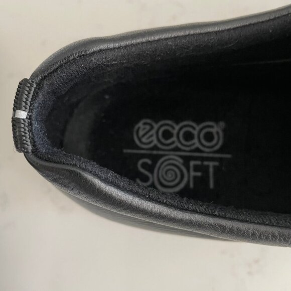 Ecco Soft Lace Up Leather Walking Sneaker w Gripper Outersole Black Sz 41 - Picture 12 of 15